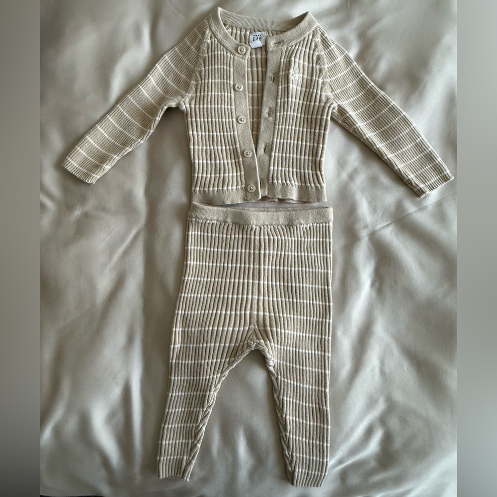 GAP Beige Striped Kids Pajama Set